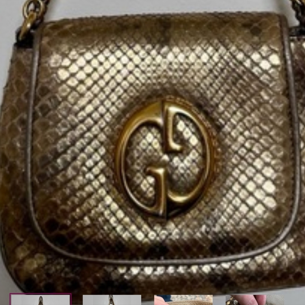 GORGEOUS VINTAGE PYTHON SNAKE CROSSBODY GUCCI BAG